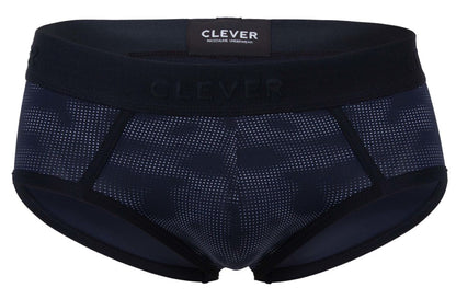 Clever 2053 militar briefs in black feature a subtle dotted pattern with clever embroidered on the waistband