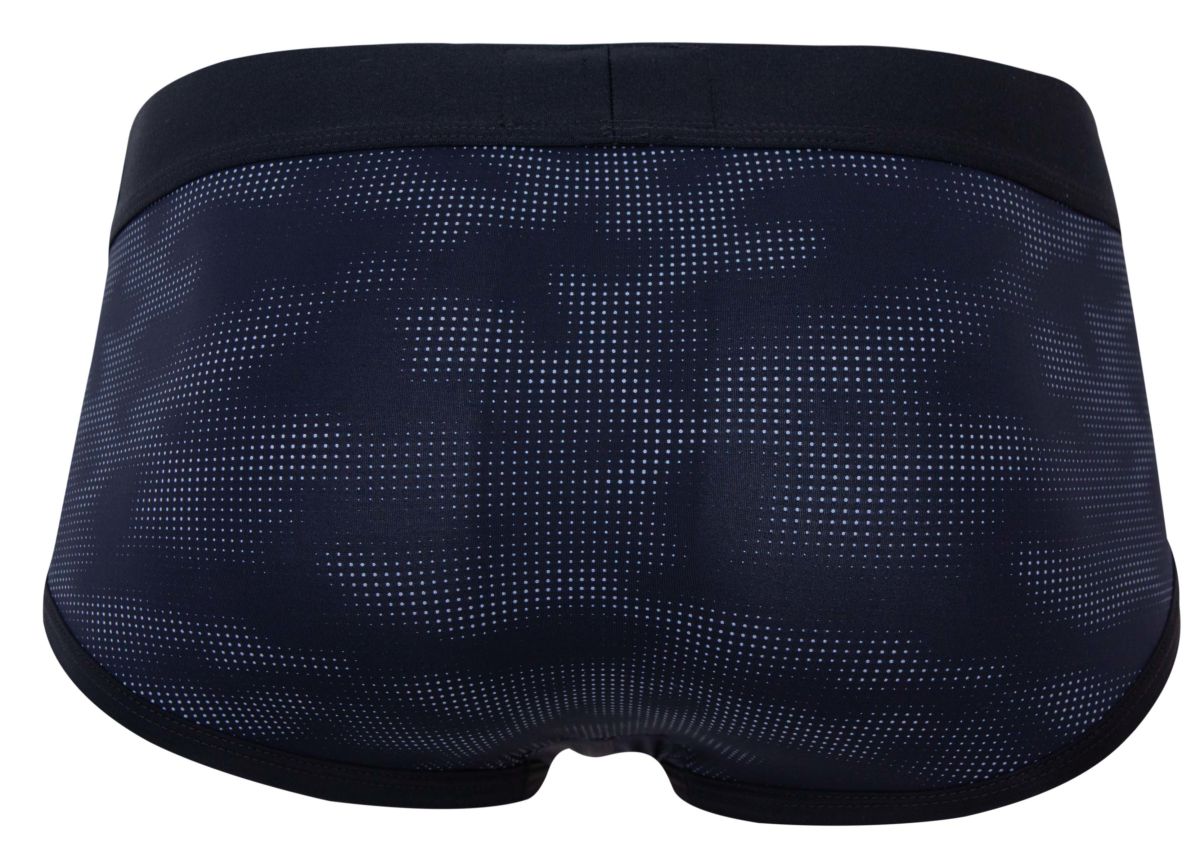 Dark navy clever 2053 militar men’s briefs with dotted camouflage pattern and solid black elastic waistband