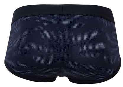 Dark navy clever 2053 militar men’s briefs with dotted camouflage pattern and solid black elastic waistband