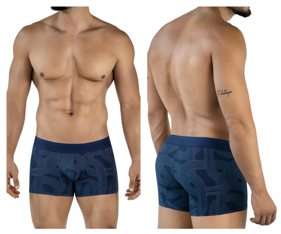Navy blue Clever 2054 trunks boxer briefs with subtle white geometric pattern for comfortable daily wear