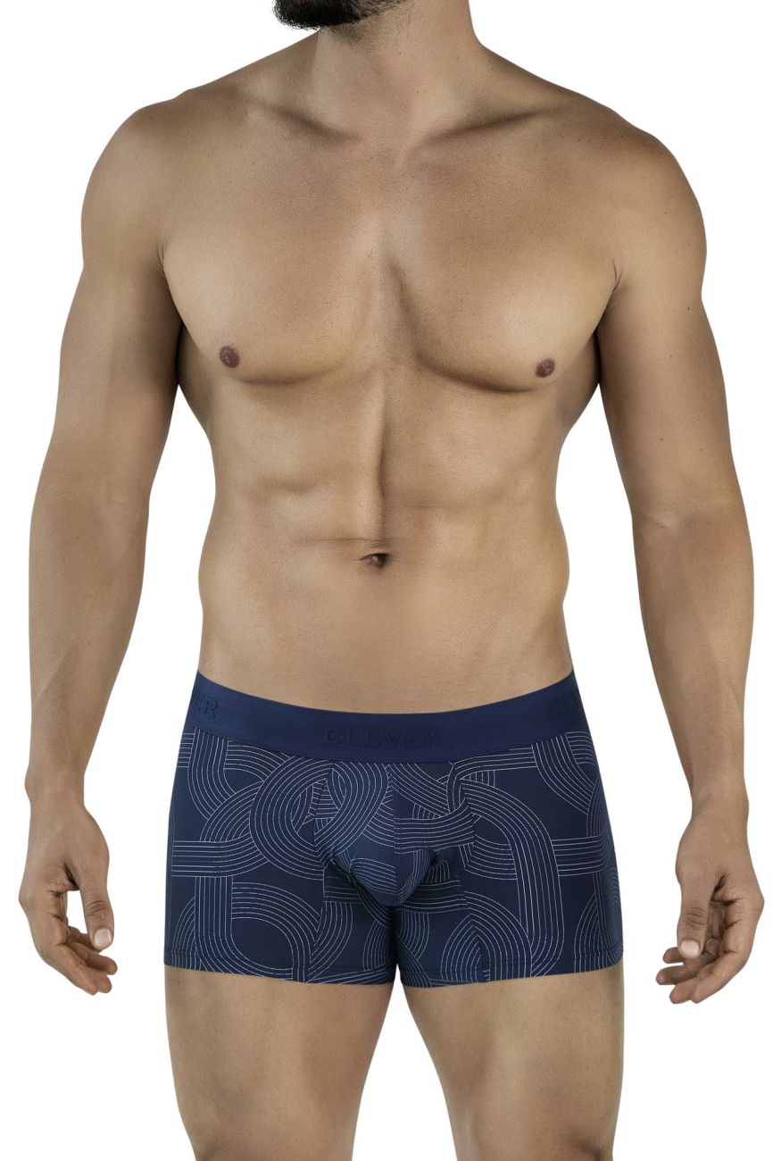 Navy trunks clever 2054 dark blue boxer briefs with subtle white geometric pattern for comfortable wear