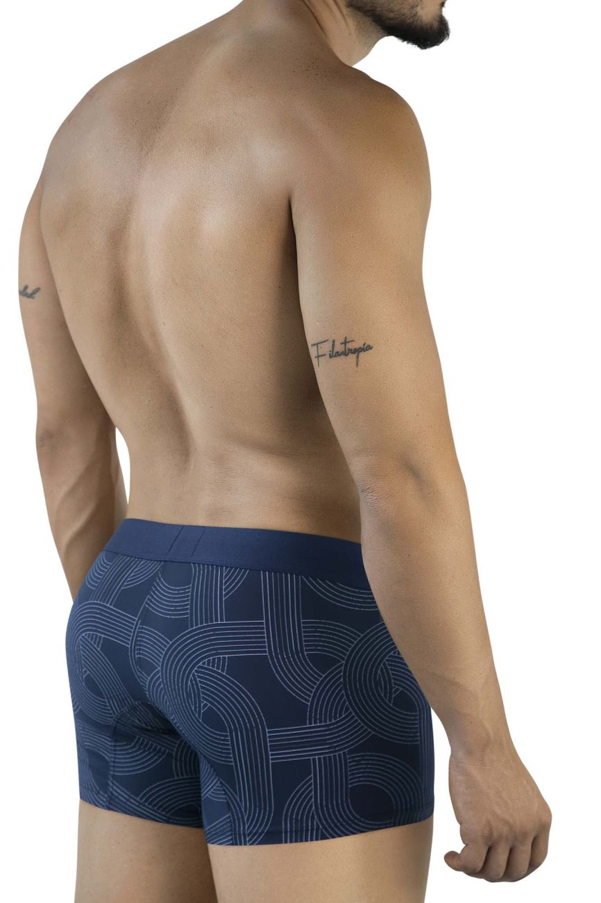 Clever 2054 navy trunks dark blue boxer briefs with white geometric pattern made from soft breathable fabric