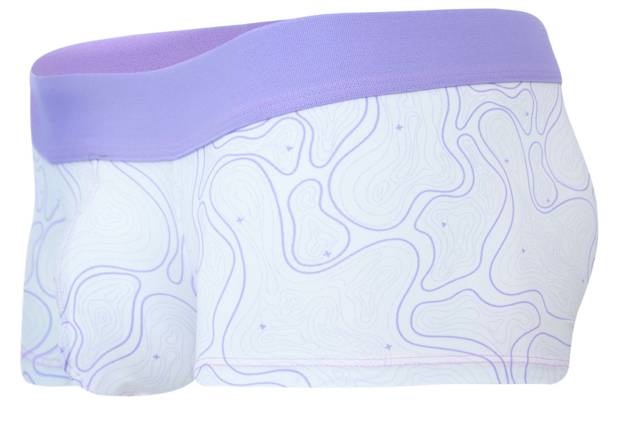 Lavender and white clever 2056 maze trunks briefs with topographic line pattern in lilac color
