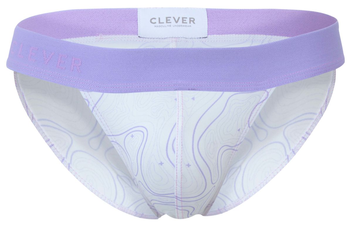 Clever 2057 maze bikini lilac underwear with purple and white abstract patterns and lavender elastic waistband