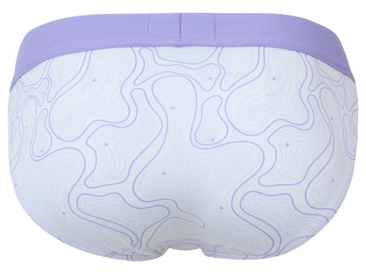 White briefs clever 2057 maze bikini lilac with lavender waistband and subtle purple contour line pattern