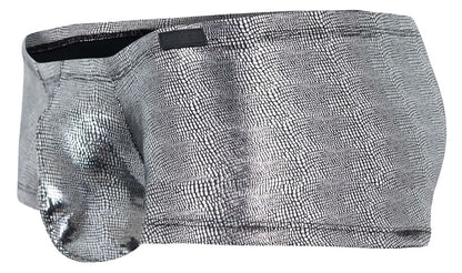 Silver metallic briefs with textured reptile scale pattern in black clever 2058 sparkles trunks style