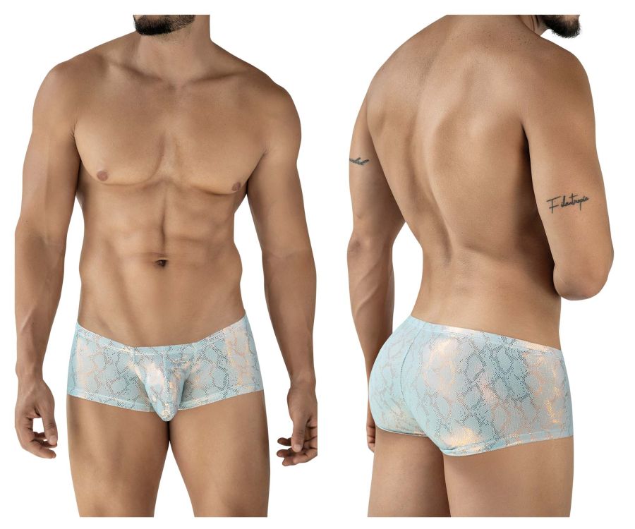 Light blue lace men’s briefs with a subtle pattern from clever 2061 diamond trunks in blue color