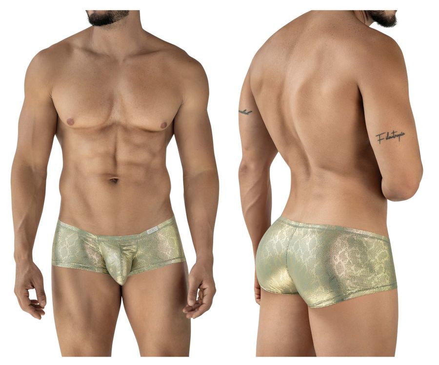 Men’s clever 2061 diamond trunks metallic gold patterned briefs with a shiny gold finish