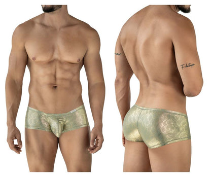 Men’s clever 2061 diamond trunks metallic gold patterned briefs with a shiny gold finish