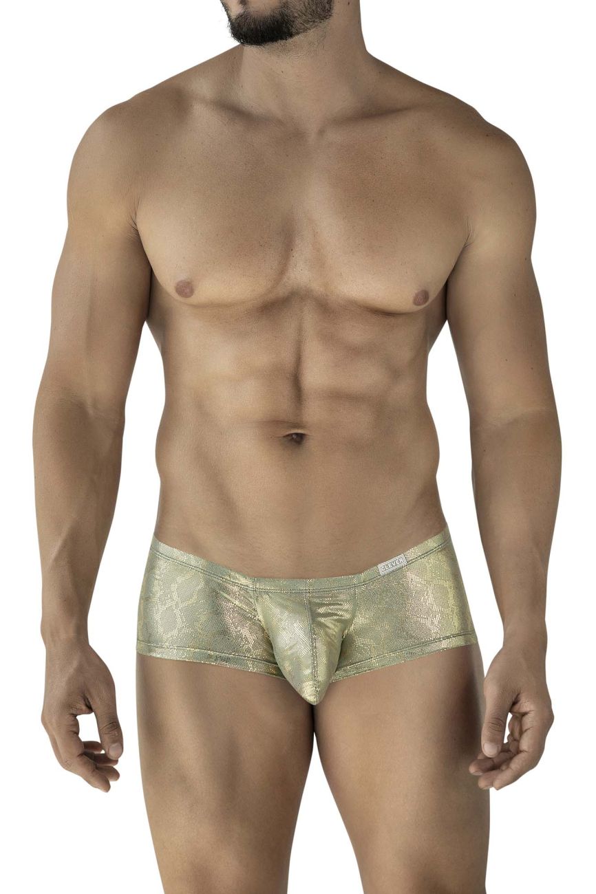 Gold metallic patterned clever 2061 diamond trunks briefs showcasing bold texture and rich color