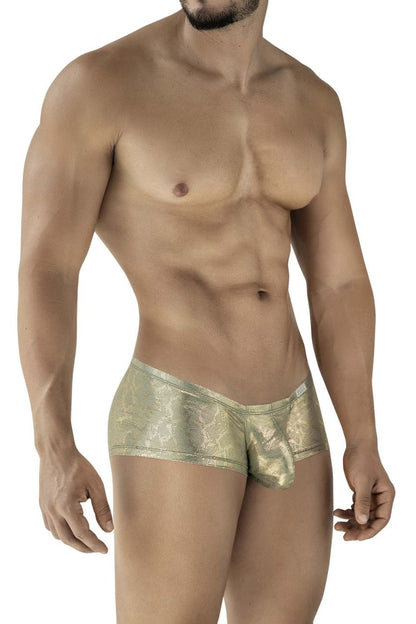 Gold metallic clever 2061 diamond trunks briefs with subtle patterned design and shiny fabric finish