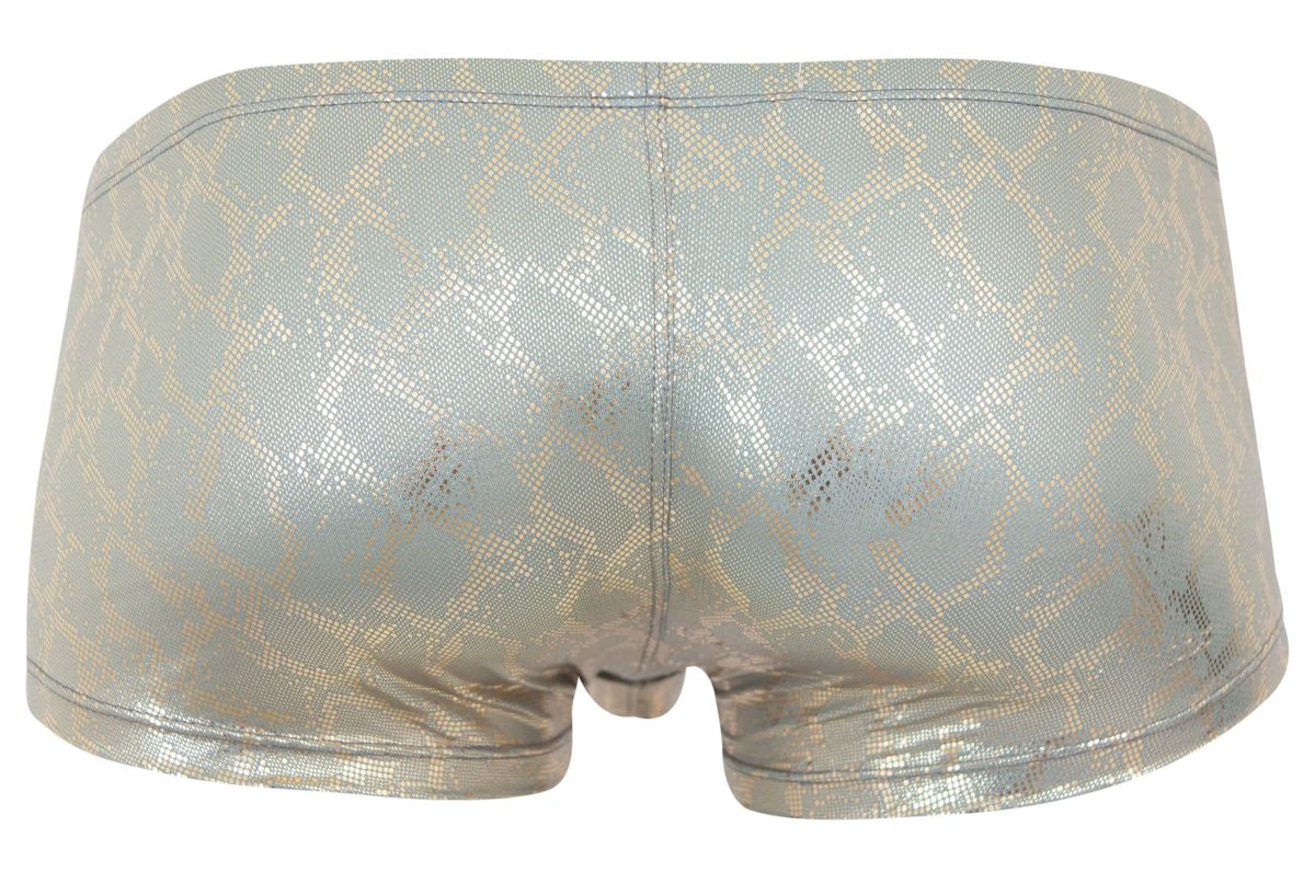 Shiny metallic silver briefs with subtle gold snake scale pattern clever 2061 diamond trunks color gold