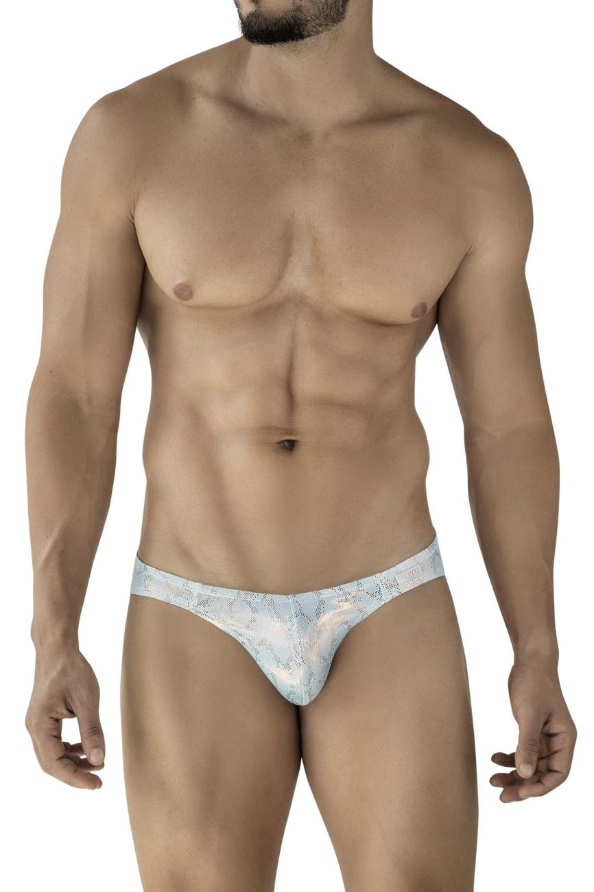 Light blue and white patterned Clever 2062 diamond briefs for men with a subtle shimmer finish