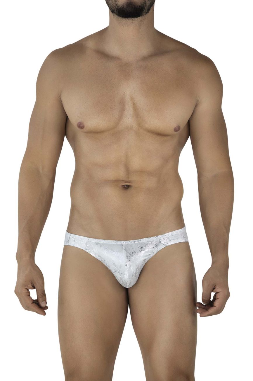 Silver clever 2062 diamond briefs with white lace trim and subtle pattern in soft fabric for comfortable wear