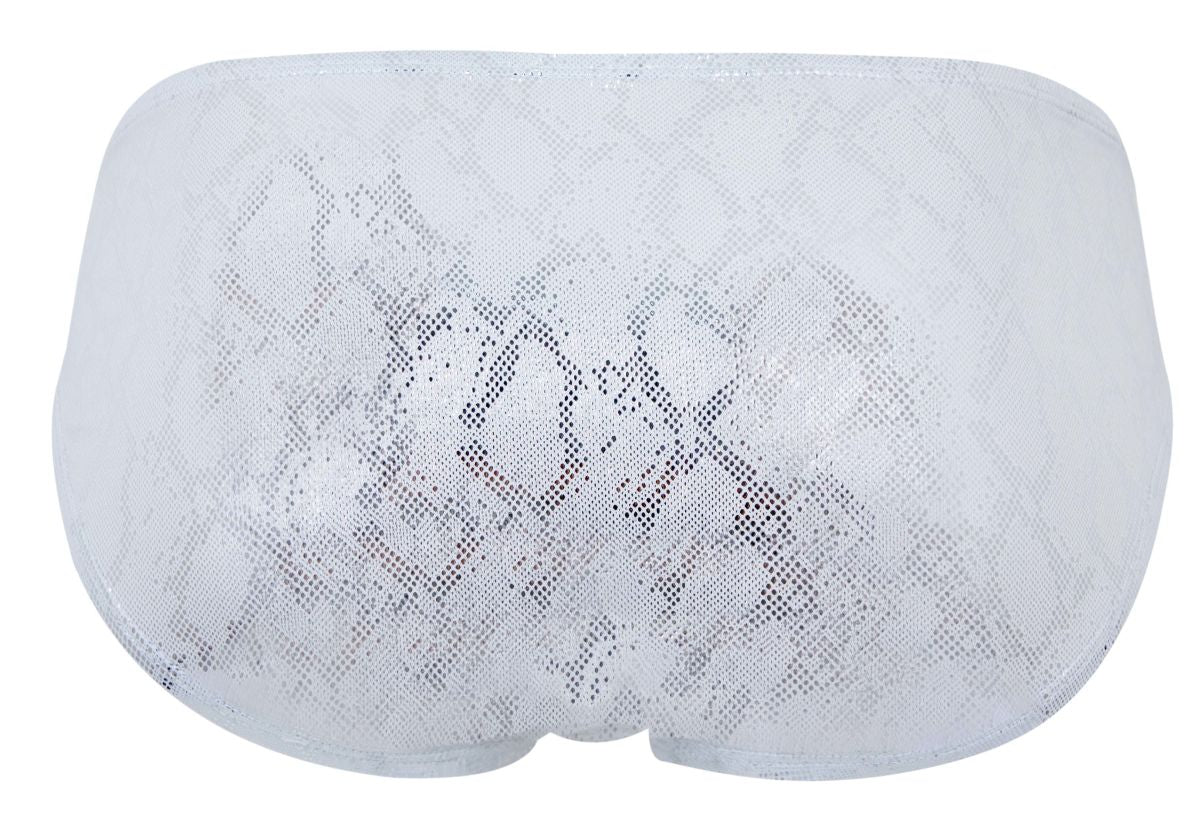 White lace clever 2062 diamond briefs in silver with subtle snake print detail