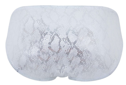 White lace clever 2062 diamond briefs in silver with subtle snake print detail