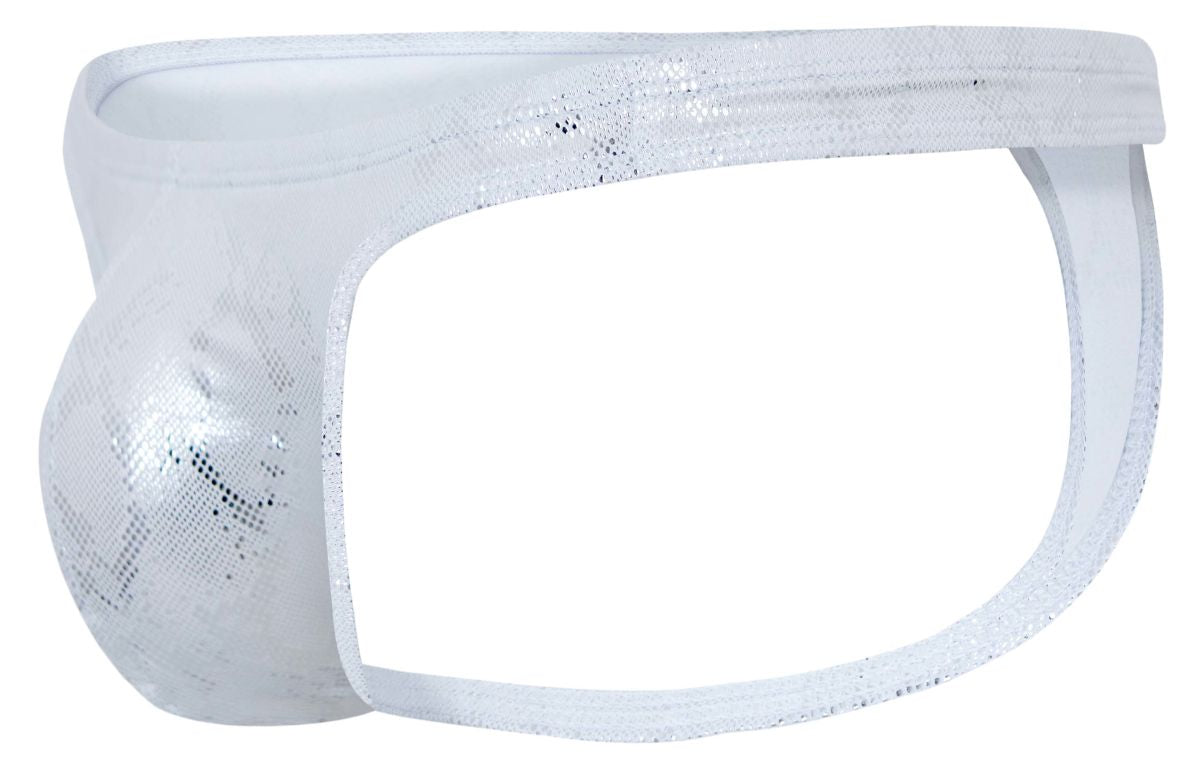 Silver clever 2063 diamond thongs white sequined mesh briefs with shiny glittery texture and snug fit