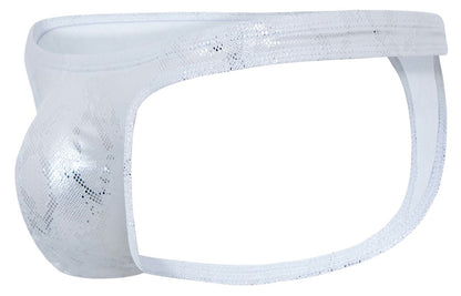 Silver clever 2063 diamond thongs white sequined mesh briefs with shiny glittery texture and snug fit