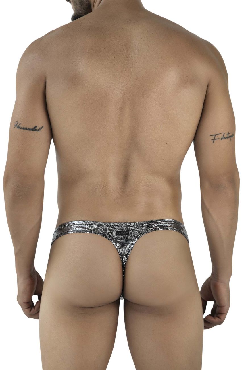 Silver sparkly metallic thong clever 2072 sparkles thongs color black with sleek form-fitting design