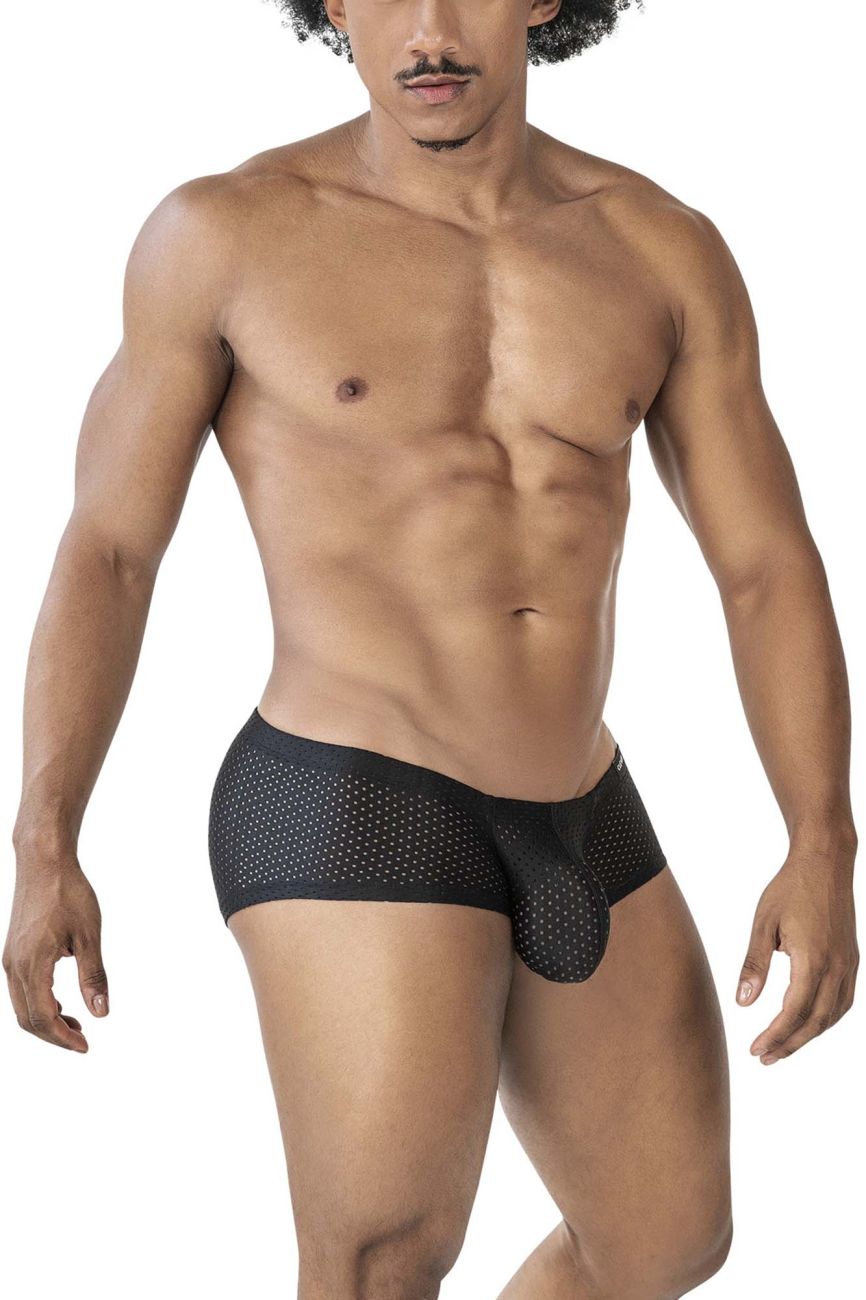 Black clever mesh briefs with perforated design supportive pouch part of 3pk australian latin trunks set