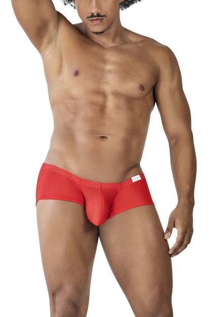 Red mesh briefs from clever 229947 3pk australian latin trunks with perforated design and white waistband label in red