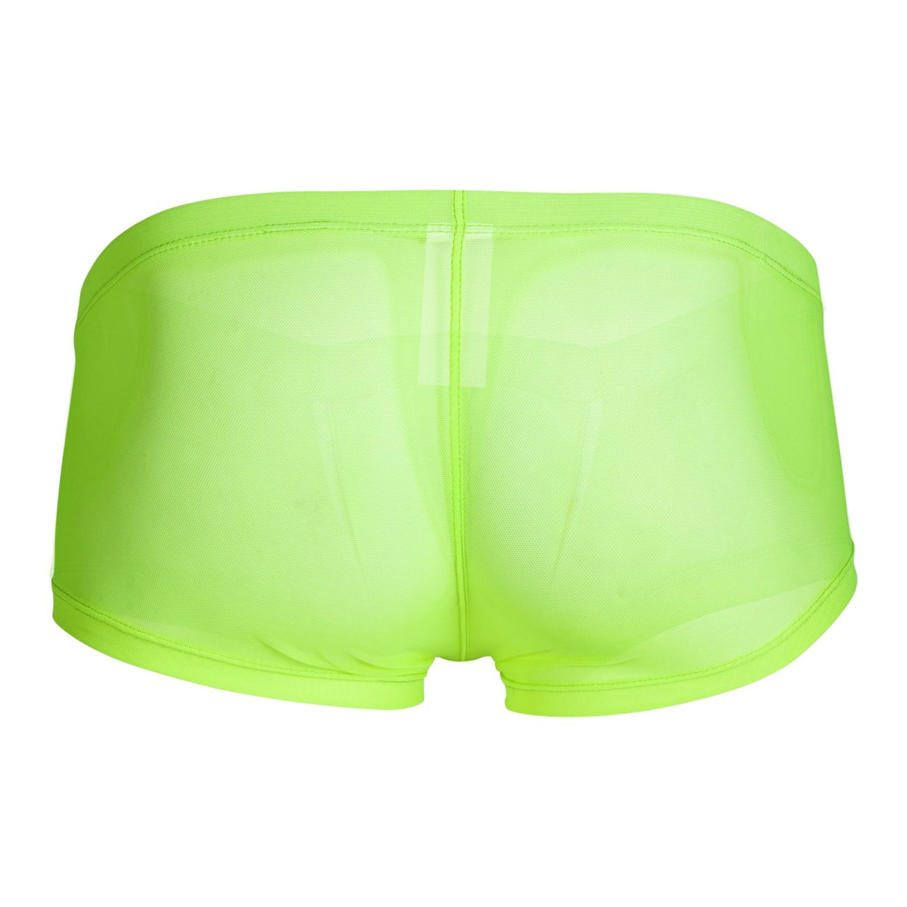 Neon green sheer mesh briefs with central seam and elastic waistband from clever 229948 3pk australian latin trunks