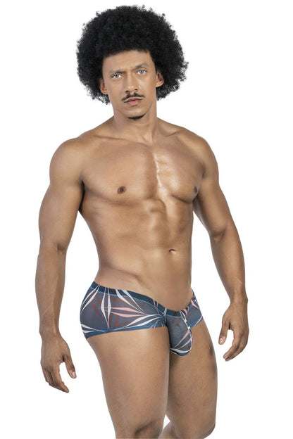 Men’s dark blue and pink tropical leaf patterned briefs from clever 229948 3pk australian latin trunks set