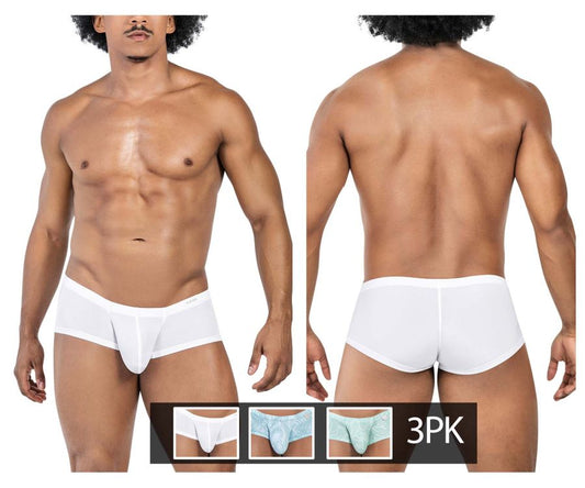 Clever 229951 white men’s briefs with smooth form-fitting design and subtle seam in blue white and green colors