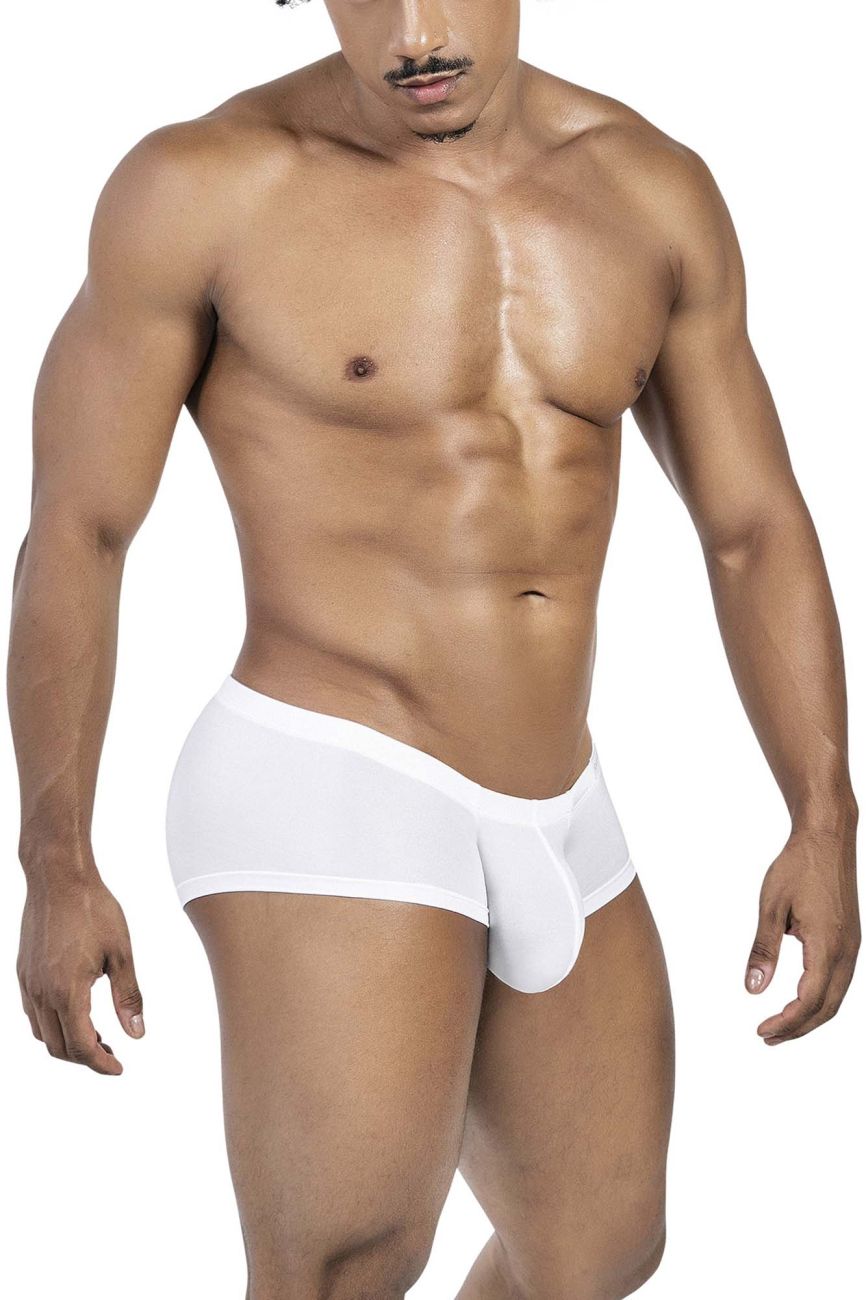 White men’s briefs with smooth form-fitting design in blue white and green colors from clever 229951 3pk australian latin trunks