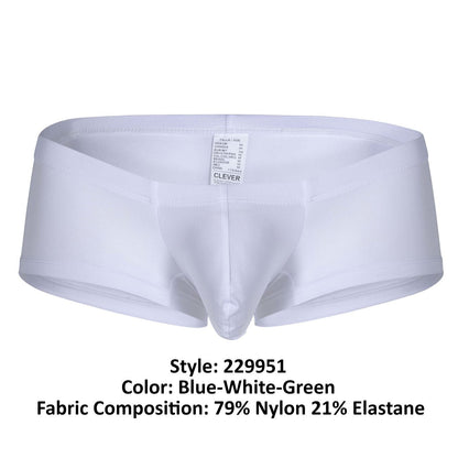 White men’s briefs clever 229951 in blue white green made of 79% nylon and 21% elastane fabric