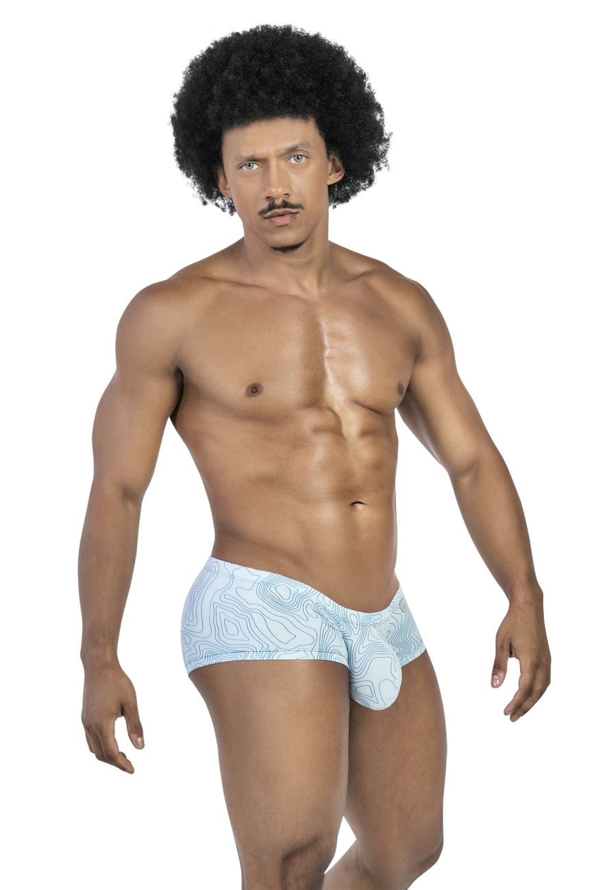 Light blue men’s briefs with a topographic map design from clever 229951 3pk australian latin trunks collection
