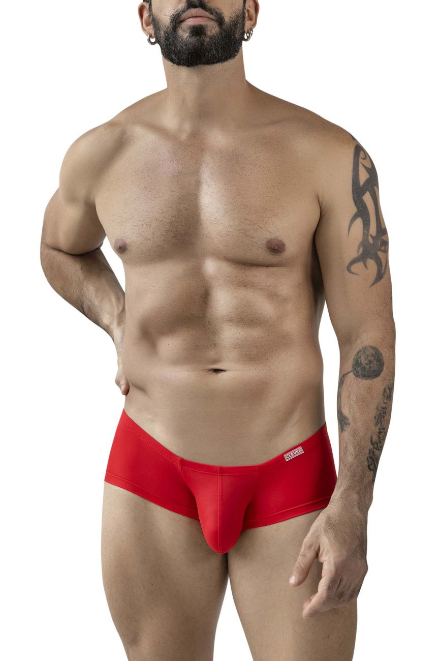 Red men’s briefs with a snug fit and a small brand logo on the waistband from clever 229956 12pk australian latin trunks