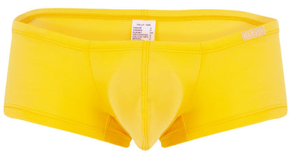 Bright yellow clever 229956 men’s briefs with molded pouch and small brand label on waistband from multi-colored pack