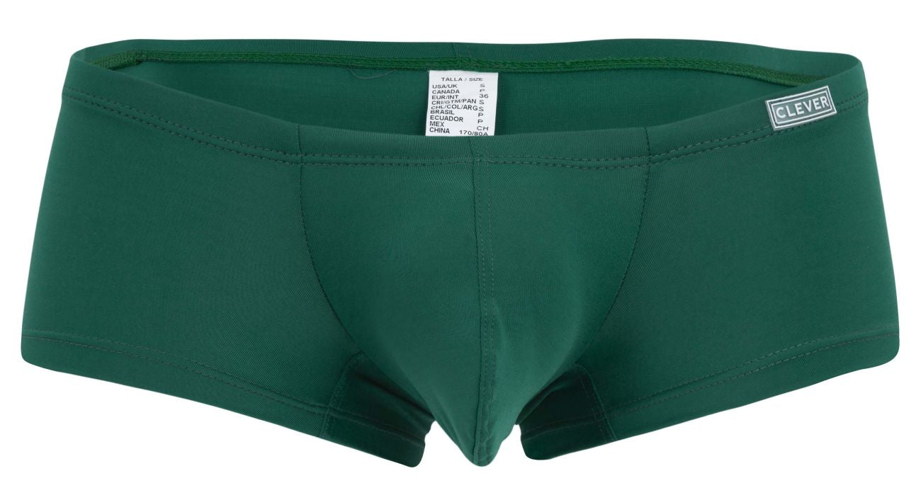 Dark green clever 229957 men’s briefs with subtle seam design and brand label on waistband in multi-colored pack