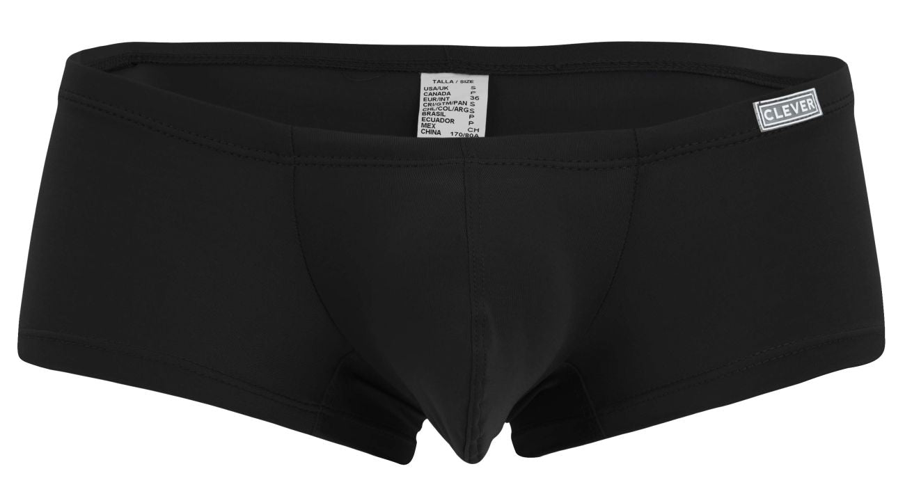 Black clever brand briefs with smooth form-fitting design and elastic waistband shown from the back side