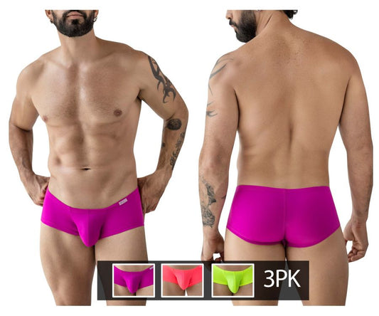 Vibrant fuchsia clever 229958 3pk australian latin trunks with snug fit and smooth fabric finish in multicolored pack