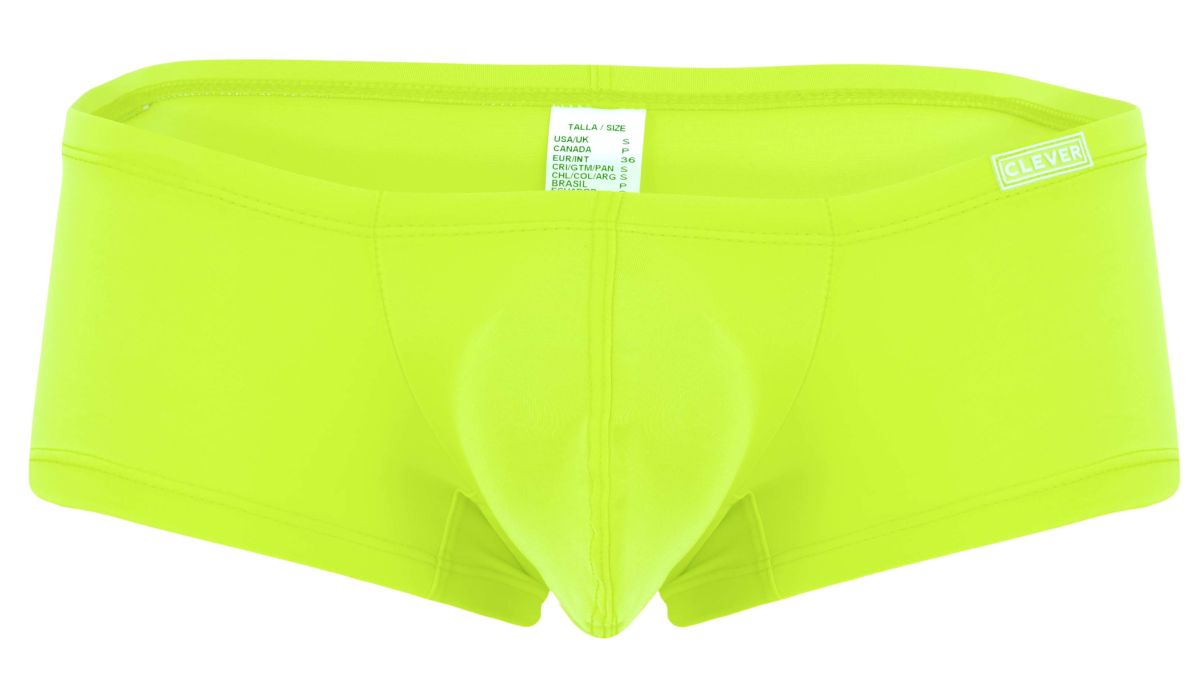 Bright neon green clever 229958 mens briefs with supportive pouch and embroidered waistband in multi-colored pack