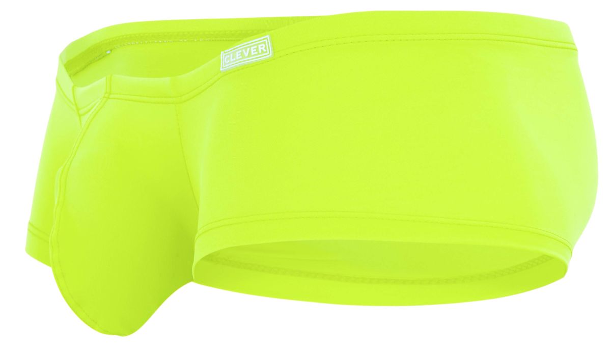 Bright neon green men’s briefs from clever 229958 3pk australian latin trunks with sleek form-fitting design and white tag