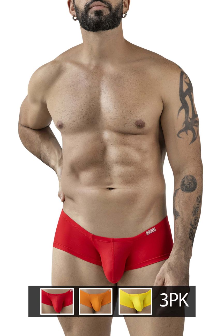 Red men’s clever 229959 3pk australian latin trunks with snug form-fitting design and small brand tag on waistband