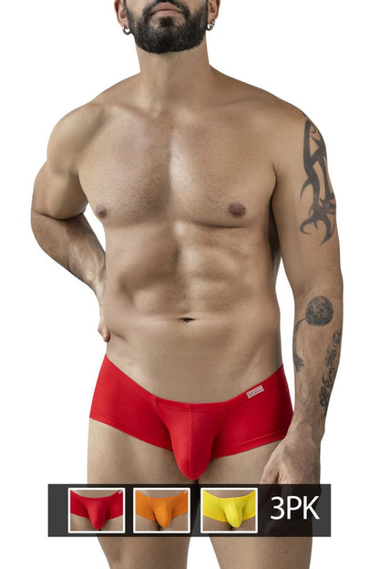 Red men’s clever 229959 3pk australian latin trunks with snug form-fitting design and small brand tag on waistband