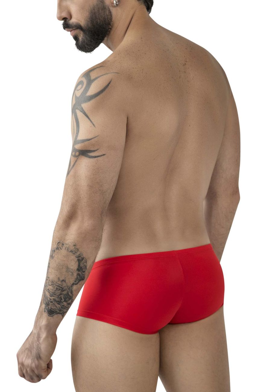 Red form-fitting clever 229959 australian latin swim trunks with smooth glossy fabric in multi-colored pack