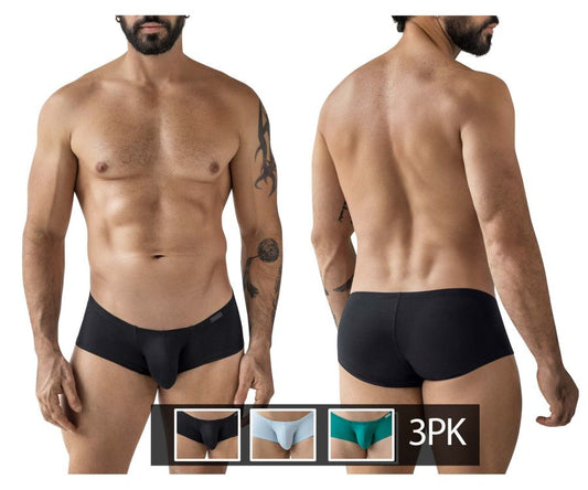 Clever 229960 3pk australian latin trunks multi-colored black men’s briefs with smooth form-fitting design