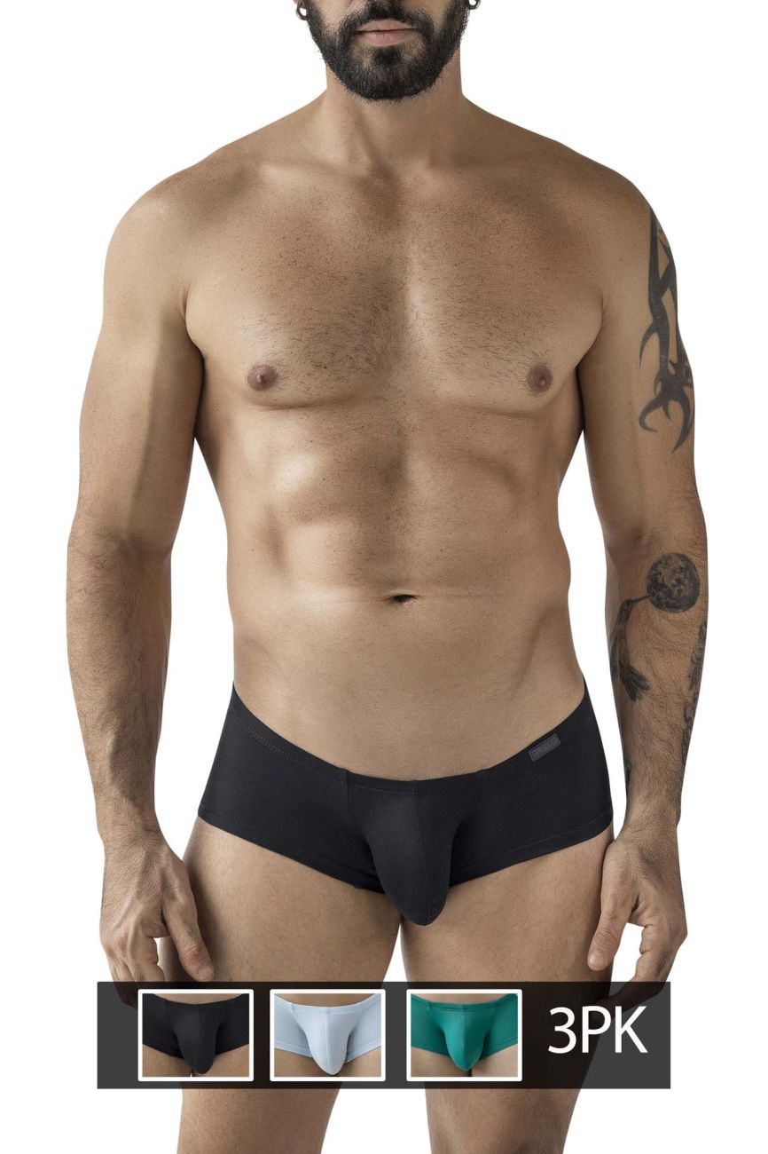 Black men’s briefs clever 229960 3pk australian latin trunks with smooth form-fitting design multi-colored waistband