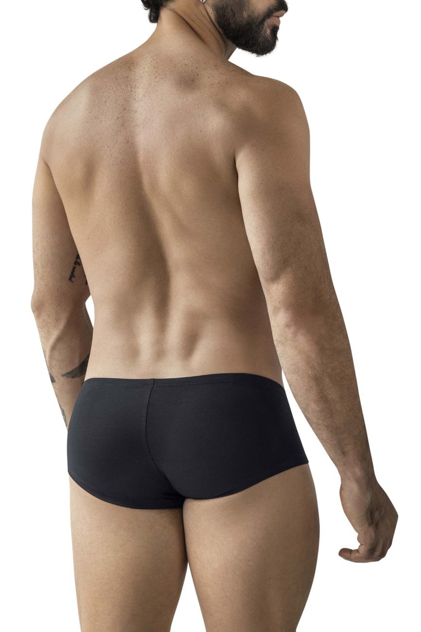 Black clever 229960 3pk australian latin trunks back view with smooth form fitting fabric and subtle seam multi-colored