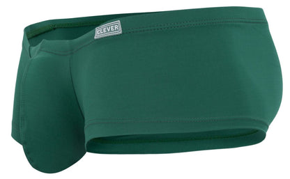 Dark green clever brand men’s briefs with smooth stretchy fabric and subtle elastic waistband from clever 229960 3pk australian latin trunks multi-colored