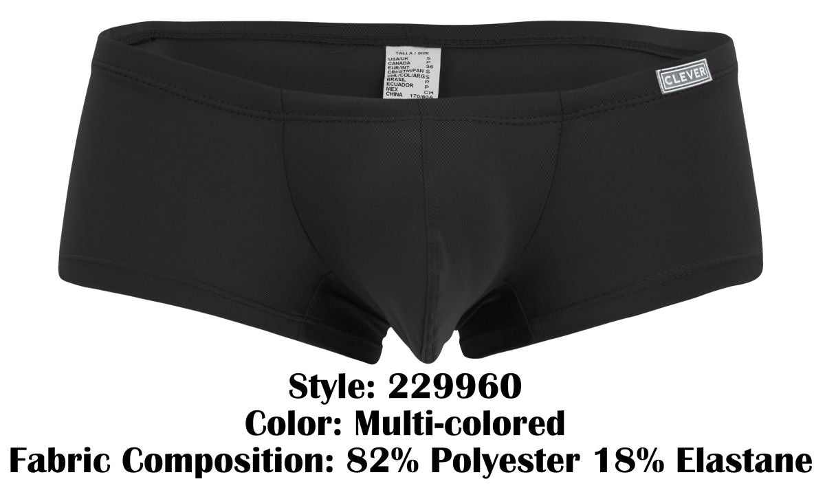 Black men’s briefs clever 229960 3pk australian latin trunks multi-colored with sleek form-fitting design and subtle waistband label