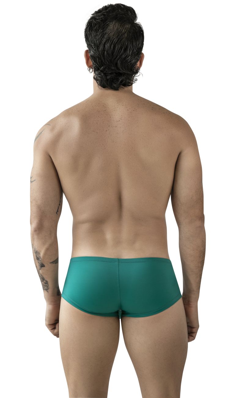 Teal-colored clever 229960 3pk australian latin trunks with smooth form-fitting fabric in multi-colored pack
