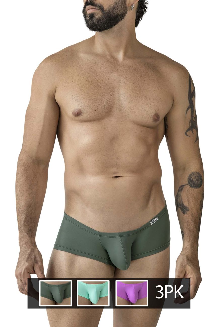 Olive green men’s briefs clever 229961 3pk australian latin trunks with smooth fit and subtle waistband logo