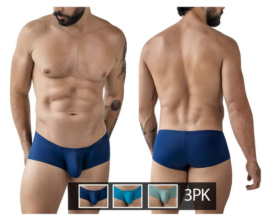Men’s navy blue briefs from clever 229962 3pk australian latin trunks in smooth, form-fitting fabric with contoured design