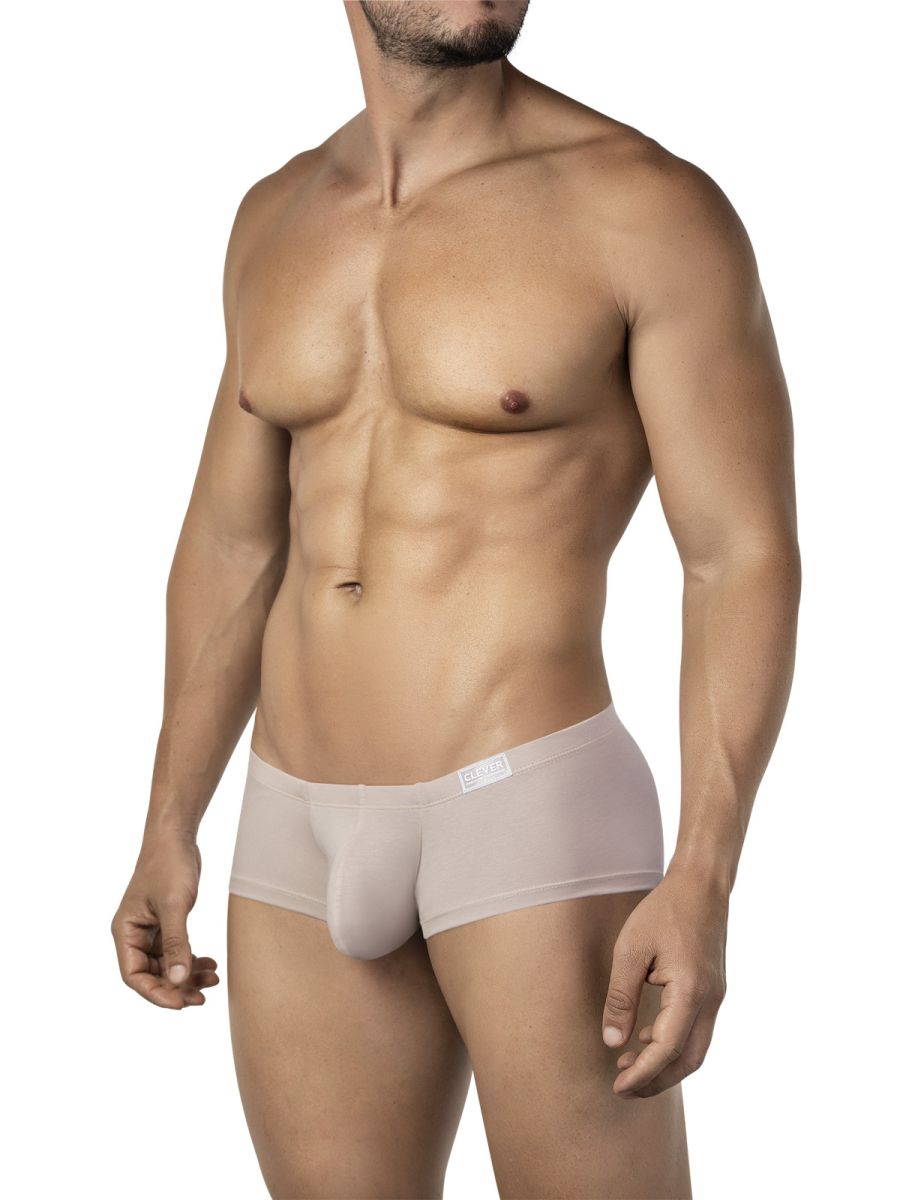 A sleek light gray clever 26066 men’s brief with smooth fabric and a subtle brand tag at the waistband